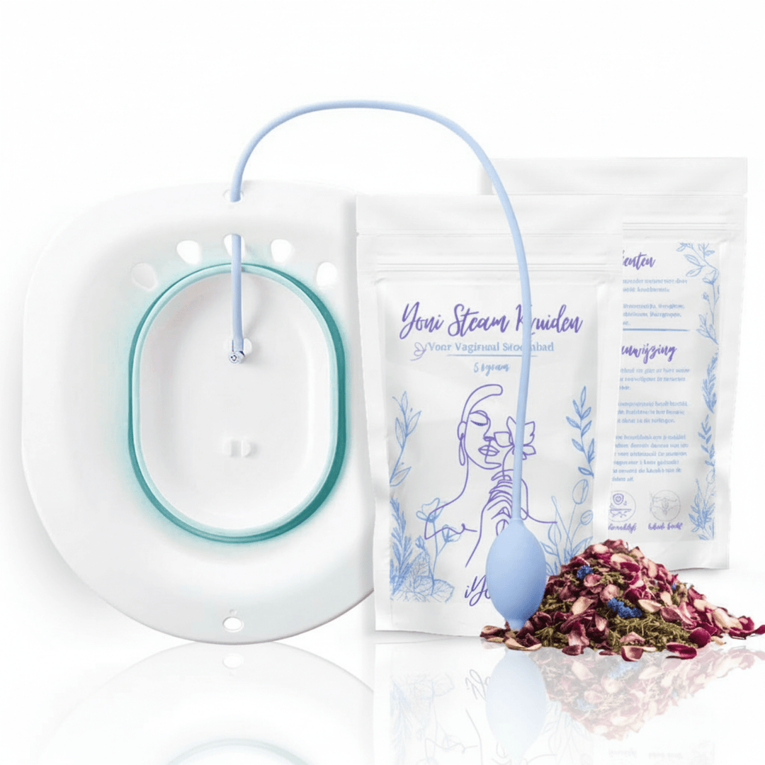 iYone Yoni Stoombad Basis Bundel - BPA-vrij opvouwbaar stoombad met handpomp en 50 g natuurlijke stoombadkruiden, complete starterset voor thuis
