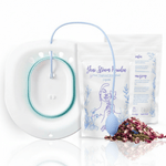 iYone Yoni Stoombad Basis Bundel - BPA-vrij opvouwbaar stoombad met handpomp en 50 g natuurlijke stoombadkruiden, complete starterset voor thuis