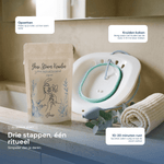 Drie stappen stoombad ritueel - opzetten op toilet, kruiden 5-10 min laten trekken, 10-20 minuten rust boven de stoom