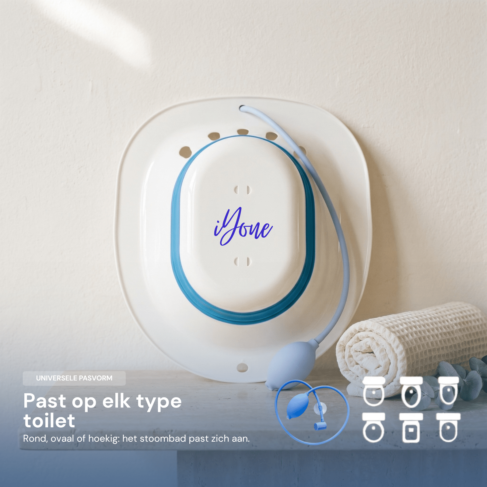 iYone Yoni Stoombad universele pasvorm - rond, ovaal of hoekig: past zich aan elk type toilet