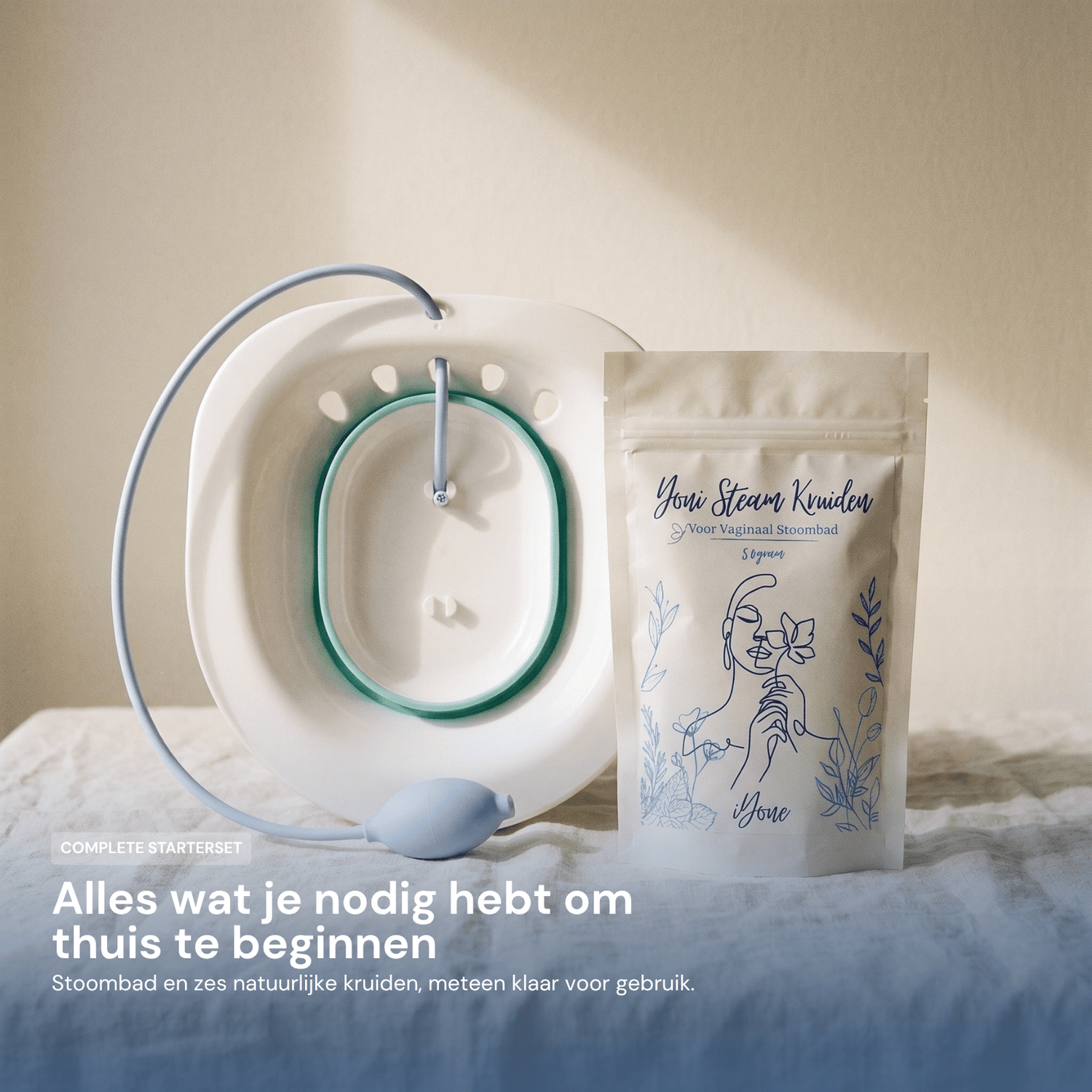 iYone Yoni Stoombad Starterset - alles voor jouw complete intieme routine, stoombad en zes natuurlijke kruiden meteen klaar voor gebruik