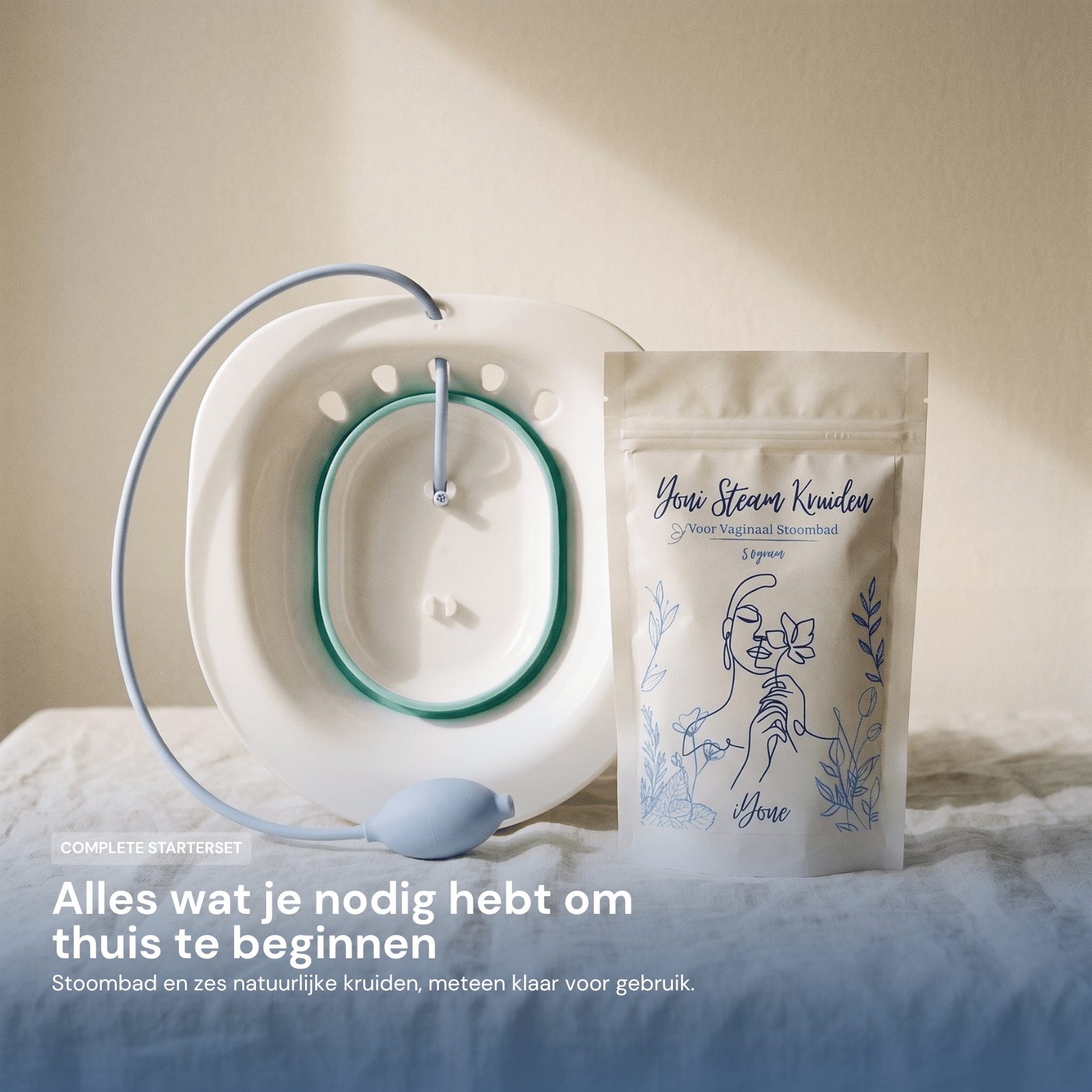 iYone Yoni Stoombad Starterset - alles voor jouw complete intieme routine, stoombad en zes natuurlijke kruiden meteen klaar voor gebruik