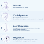 Handleiding iYone Yoni Stick - wassen, bevochtigen, zacht bewegen over uitwendige zone, na gebruik reinigen en olie na 24 uur