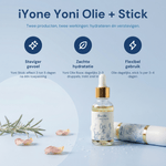 iYone Yoni Olie + Stick productspecs - steviger gevoel, zachte hydratatie, flexibel gebruik