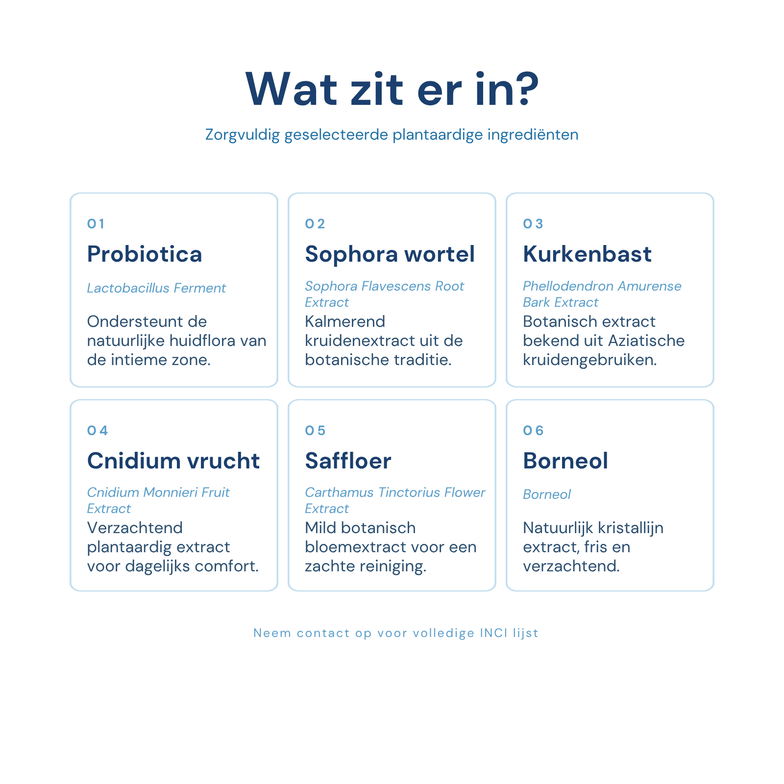 iYone Yoni Foam ingredienten - probiotica met botanische extracten zoals Sophora Flavescens en Cnidium Monnieri