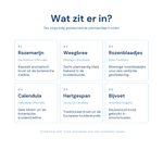 Zes plantaardige stoombadkruiden - rozemarijn, weegbree, rozenblaadjes, calendula, hartgespan en bijvoet, 50 g voor circa 4 stoomsessies